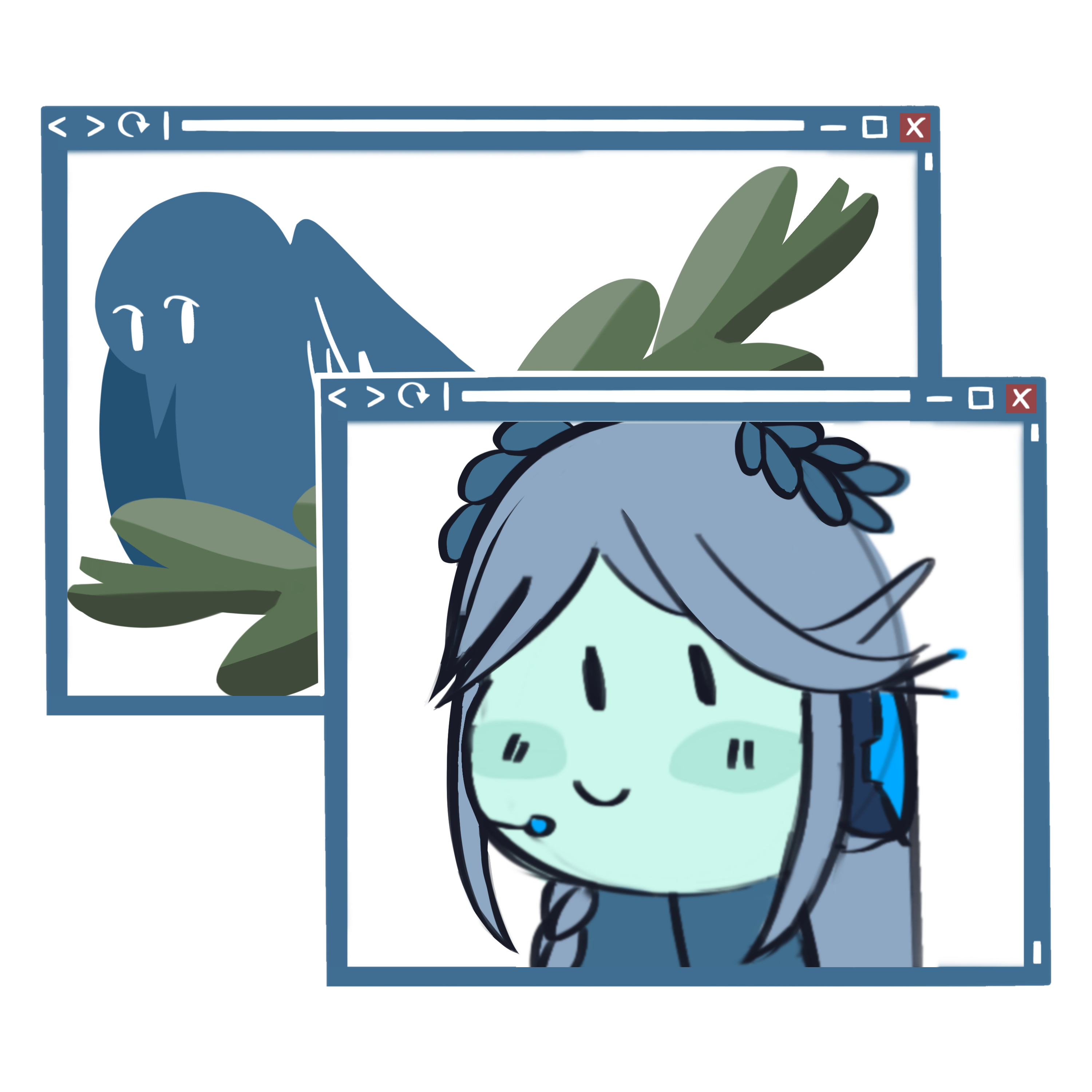 taz holding up a computer. taz peeking. art by pug